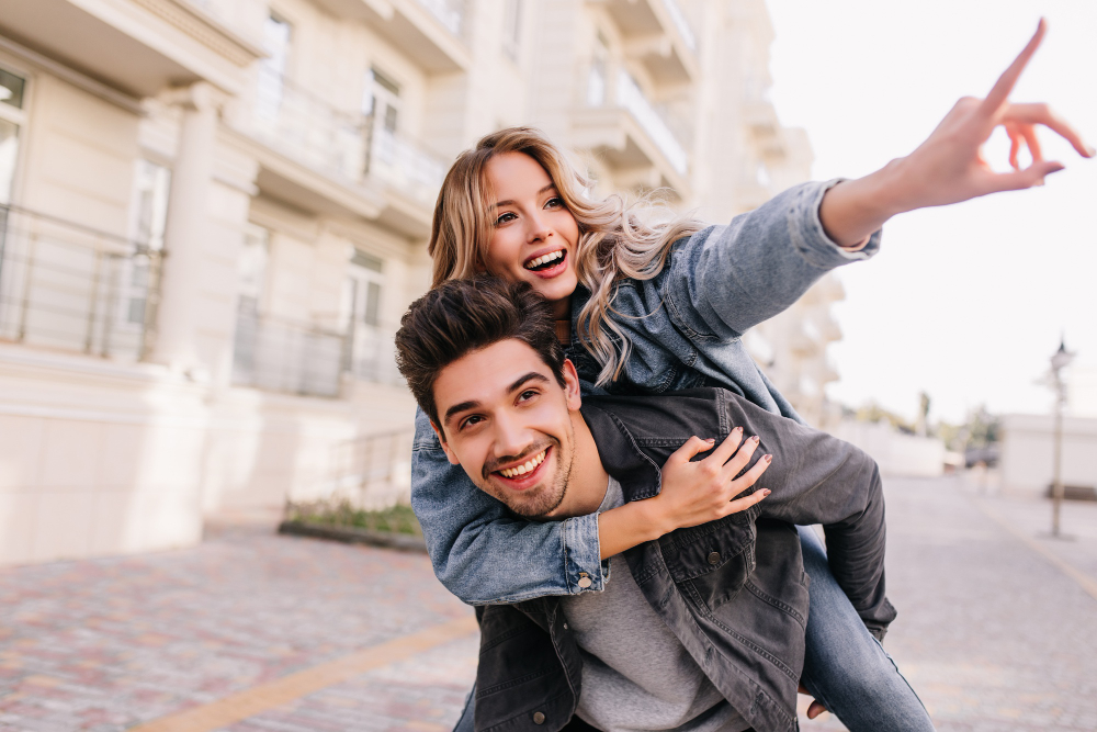 Caucasian girl with boyfriend