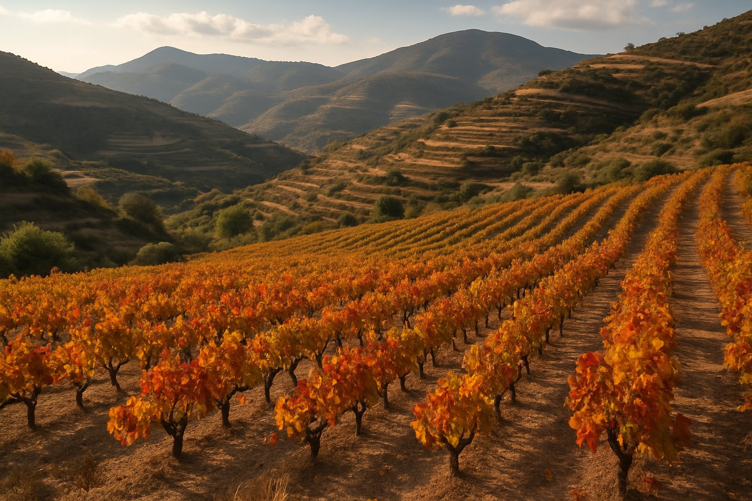 Cyprus hillside vineyard autumn